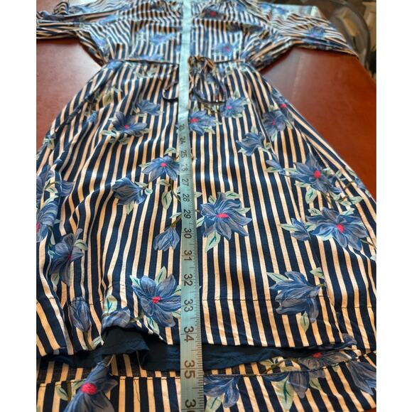 Draper James XS Blue Striped Floral Tie Waist Dress Cottagecore - Picture 6 of 9